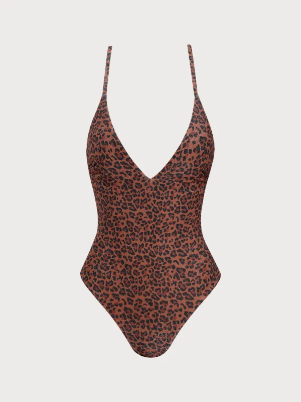 Leopard Print Lurex One-Piece Swimsuit sold by BERLOOK