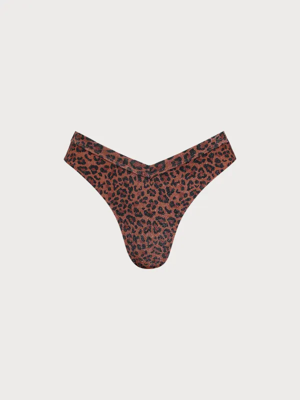 Leopard Print V Cut Lurex Bikini Bottom sold by BERLOOK