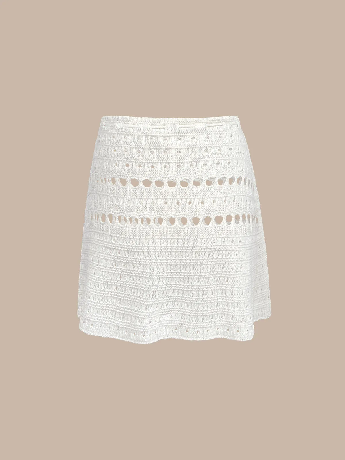 White Crochet Drawstring Cover up Skirt sold by BERLOOK product image thumbnail 2