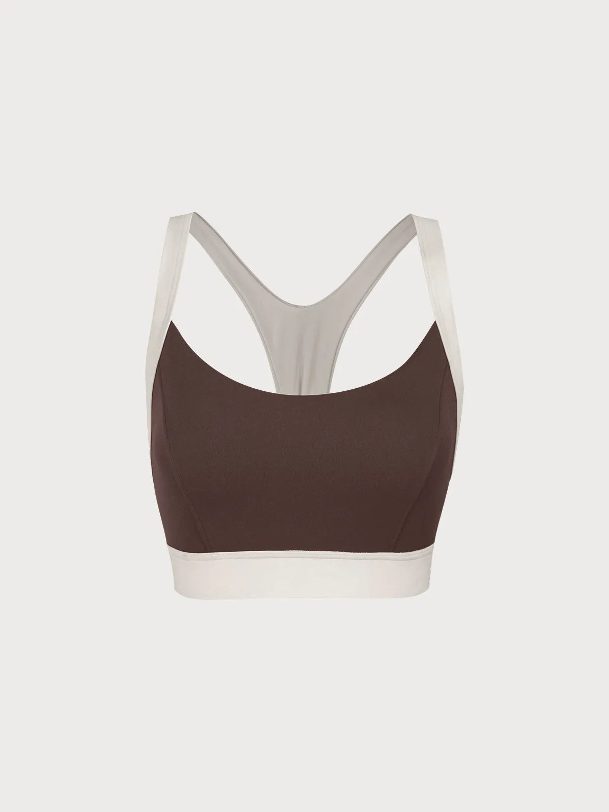 Coffee Contrast U Neck Sports Bra - Light Support sold by BERLOOK product image thumbnail 5