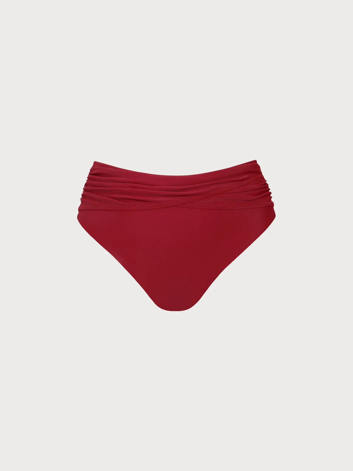 Red Ruched Plus Size Bikini Bottom sold by BERLOOK