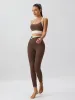 Coffee Natural Waisted Leggings 25" sold by BERLOOK