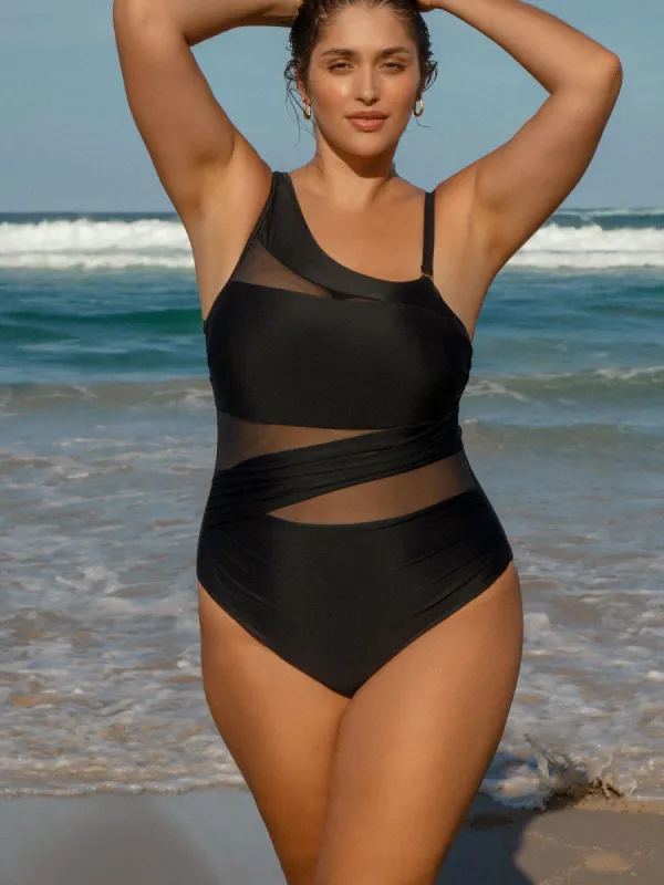 Wide Strap Plus Size One-Piece Swimsuit sold by BERLOOK