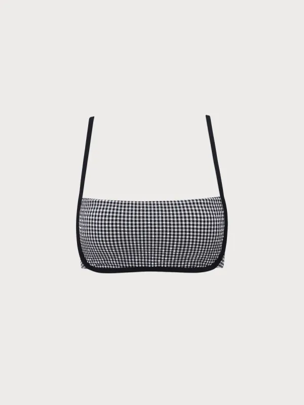 Black Plaid X Cross Bikini Top sold by BERLOOK