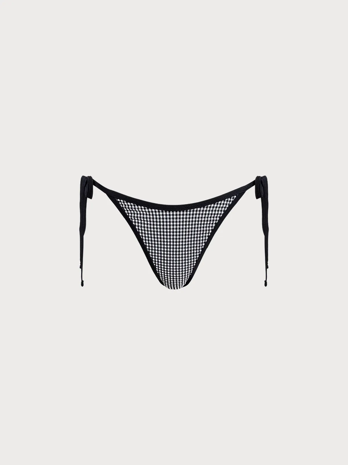 Black Gingham Tie Bikini Bottom sold by BERLOOK