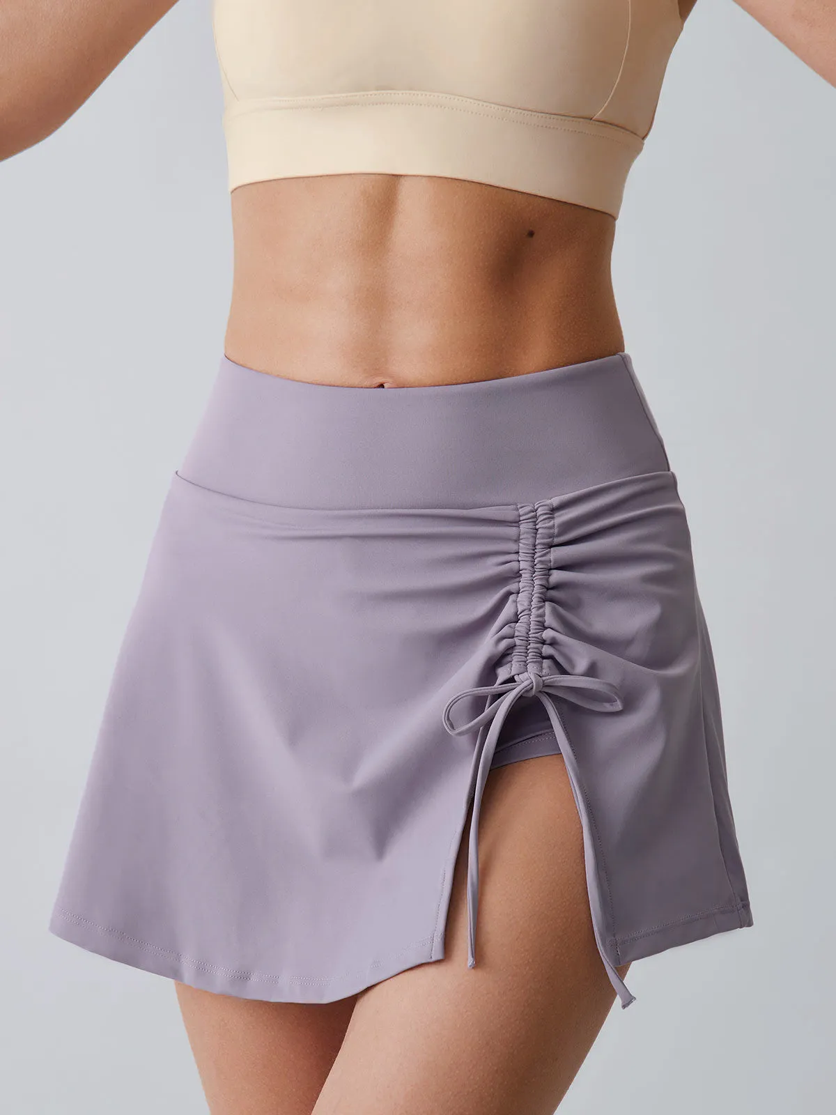 Purple Side-Slit Drawstring Skirt sold by BERLOOK