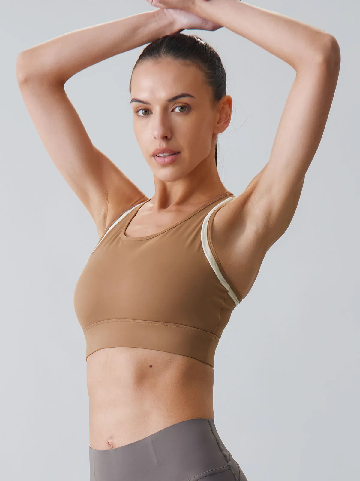 Camel Contrast Trim Tank Top - High Support sold by BERLOOK product image thumbnail 3