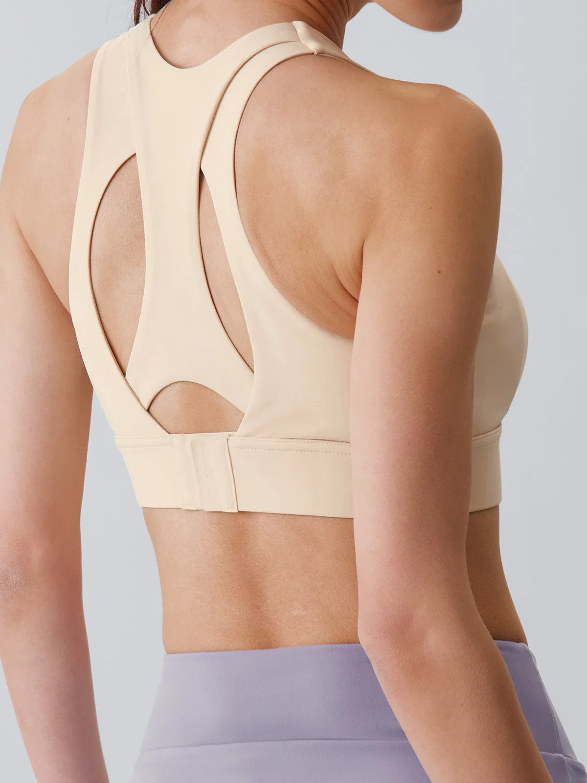 Off White Double Cross Back Lycra® Sports Bra - High Support sold by BERLOOK product image thumbnail 4