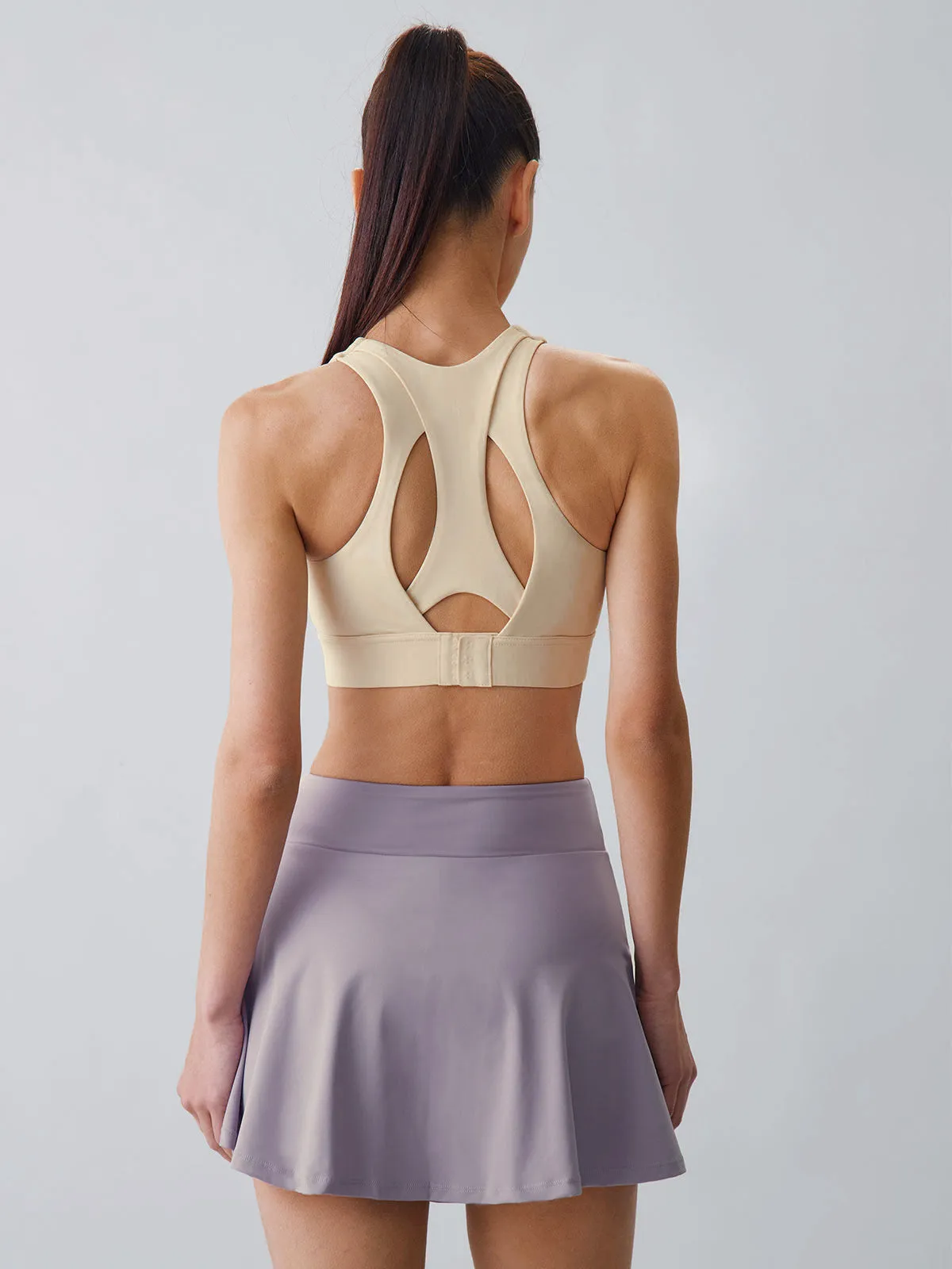 Off White Double Cross Back Lycra® Sports Bra - High Support sold by BERLOOK