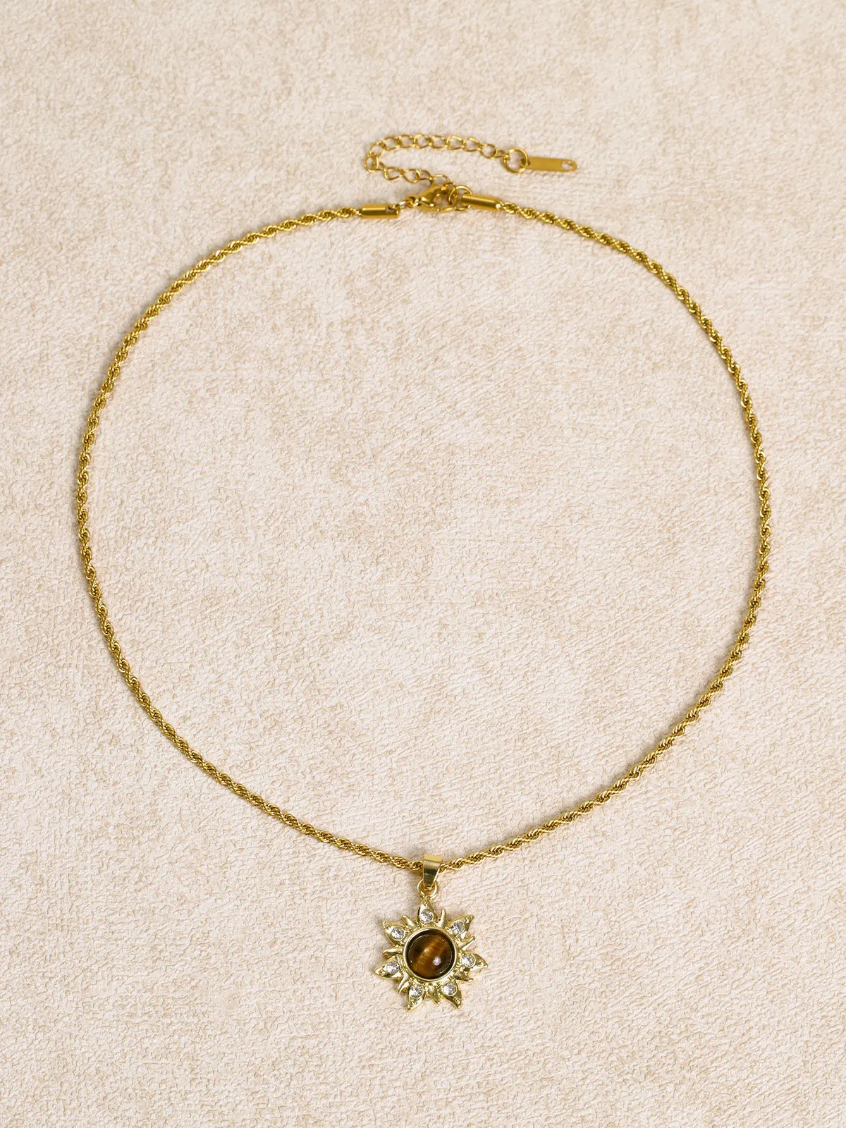 Tiger Eye Sunflower Pendant Necklace sold by BERLOOK product image thumbnail 2