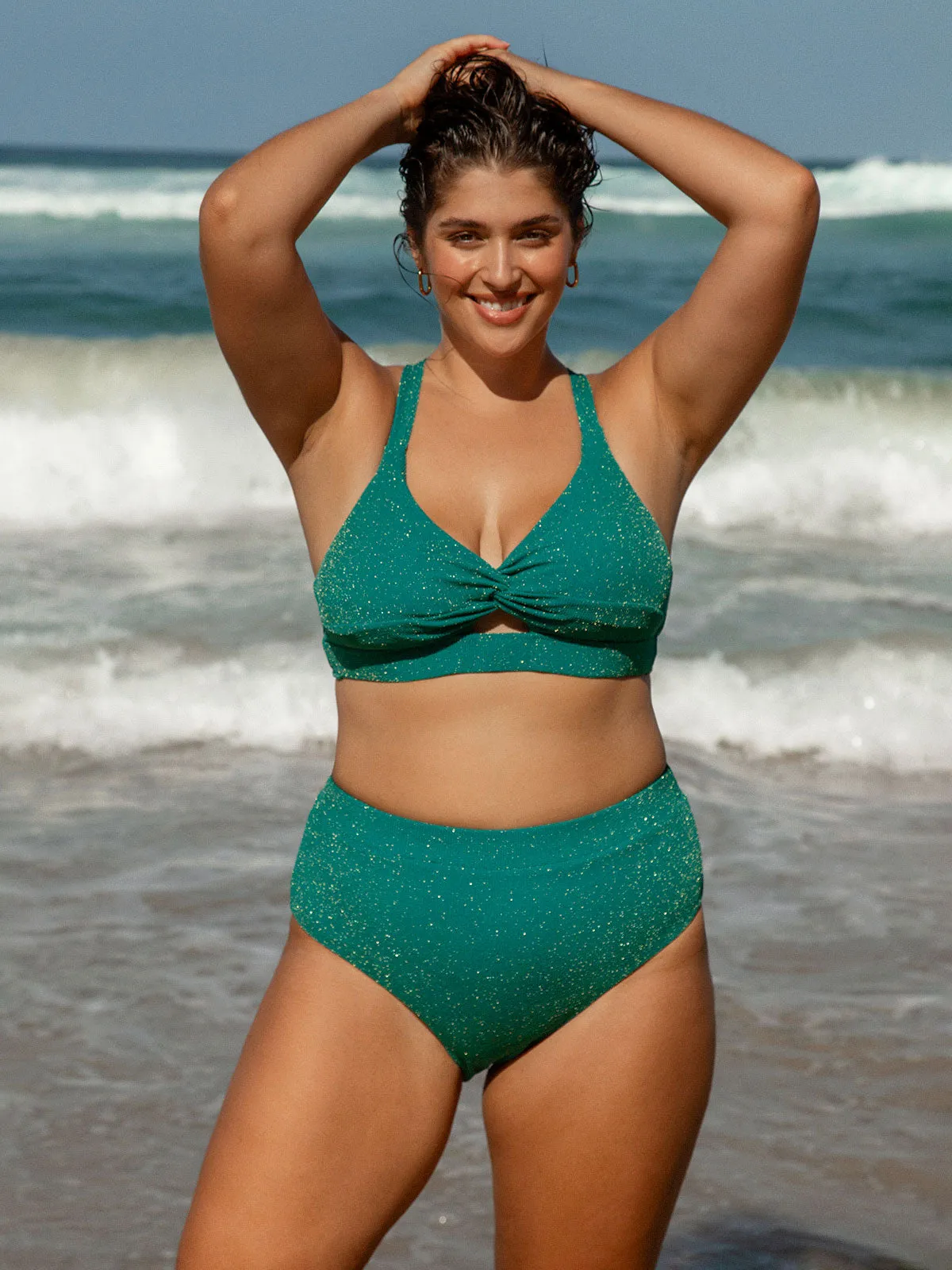 Green Lurex Plus Size Bikini Bottom sold by BERLOOK product image thumbnail 4