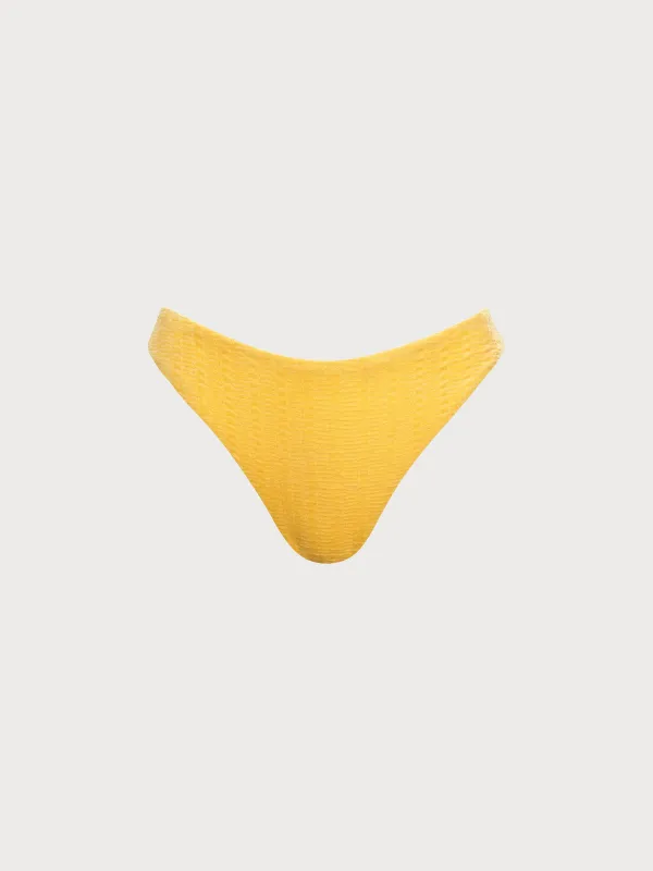 Yellow Textured Bikini Bottom sold by BERLOOK