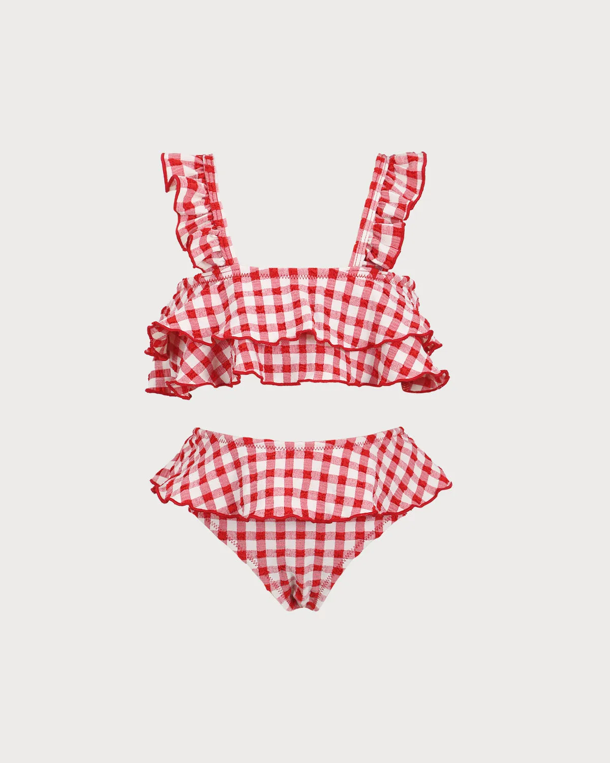 Girls' Red Plaid Tankini Set sold by BERLOOK