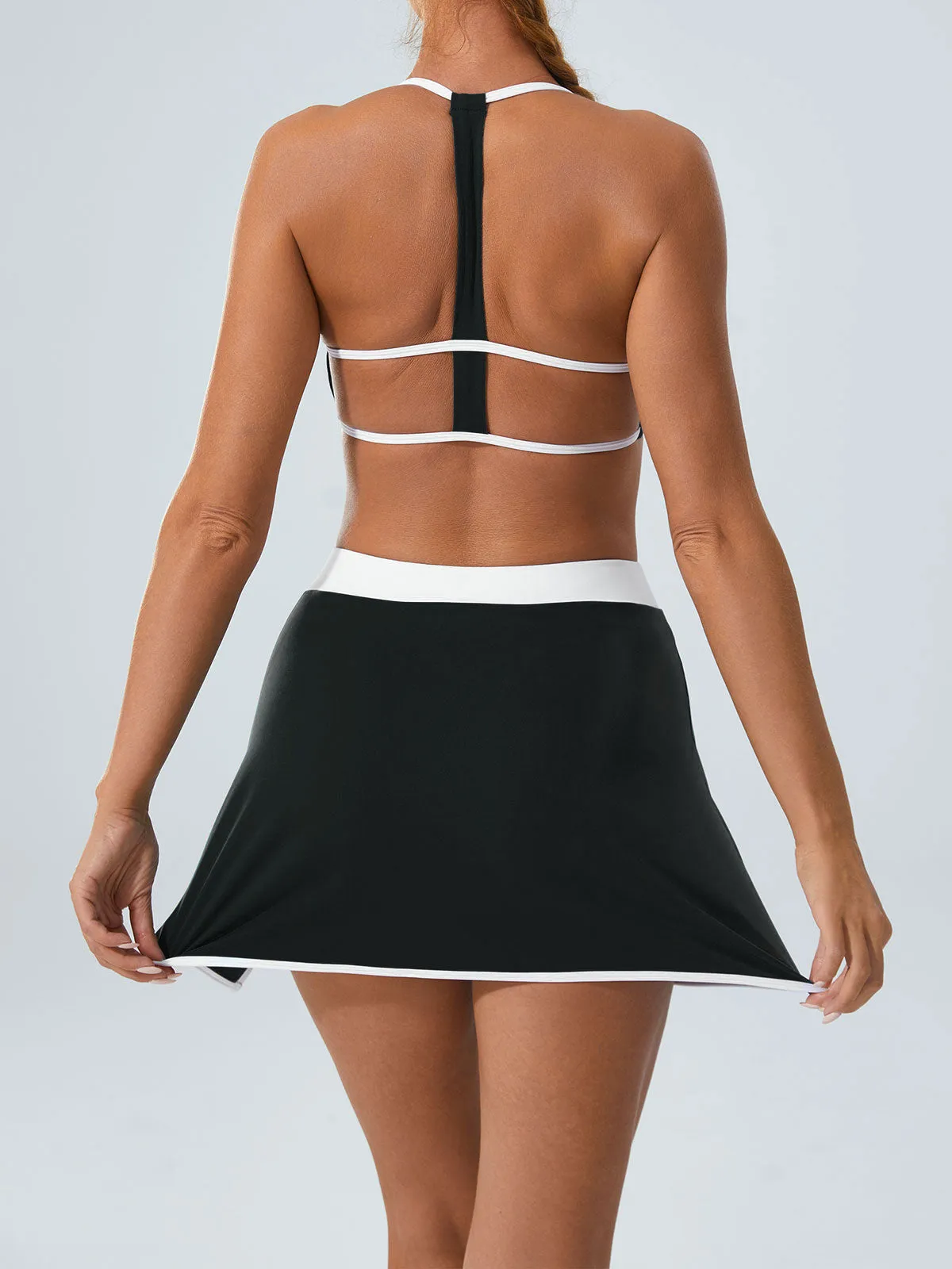 Black Contrast Line A-Line Sports Skirt sold by BERLOOK product image thumbnail 3