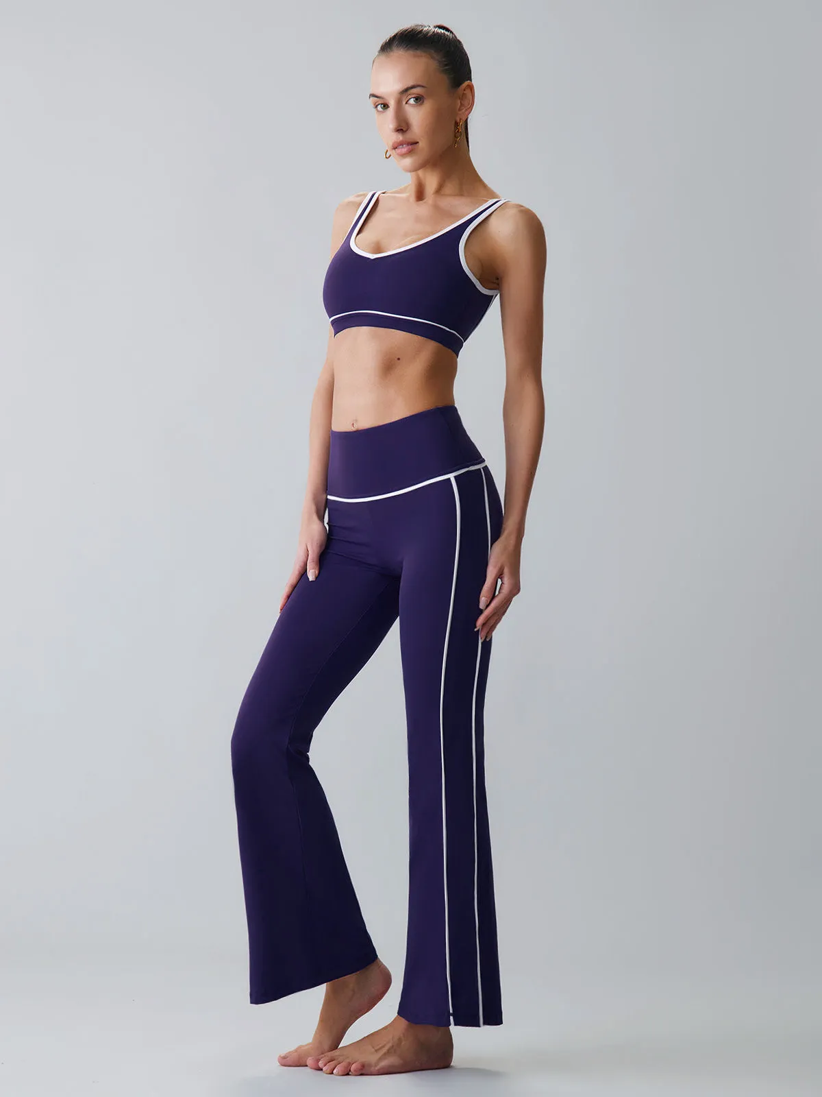 Blue Striped Flare Workout Leggings sold by BERLOOK product image thumbnail 2