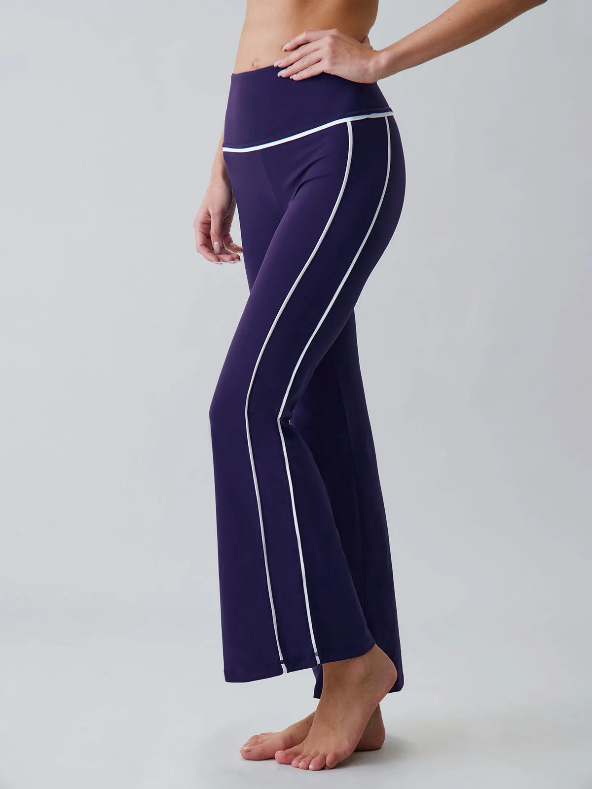 Blue Striped Flare Workout Leggings sold by BERLOOK