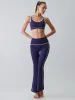 Blue Striped Flare Workout Leggings sold by BERLOOK