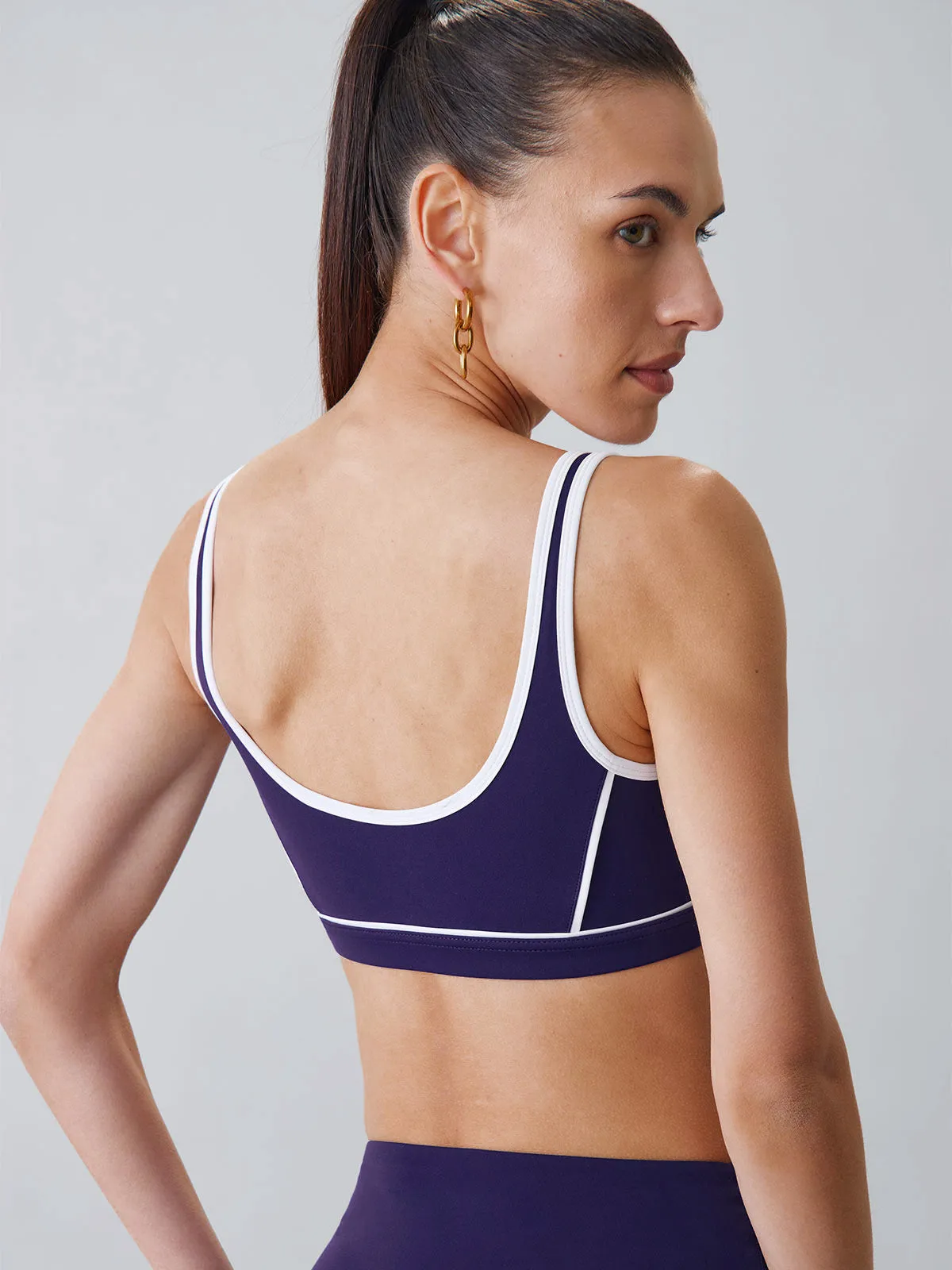Blue Contrast Panel Sports Bra - Light Support sold by BERLOOK product image thumbnail 2
