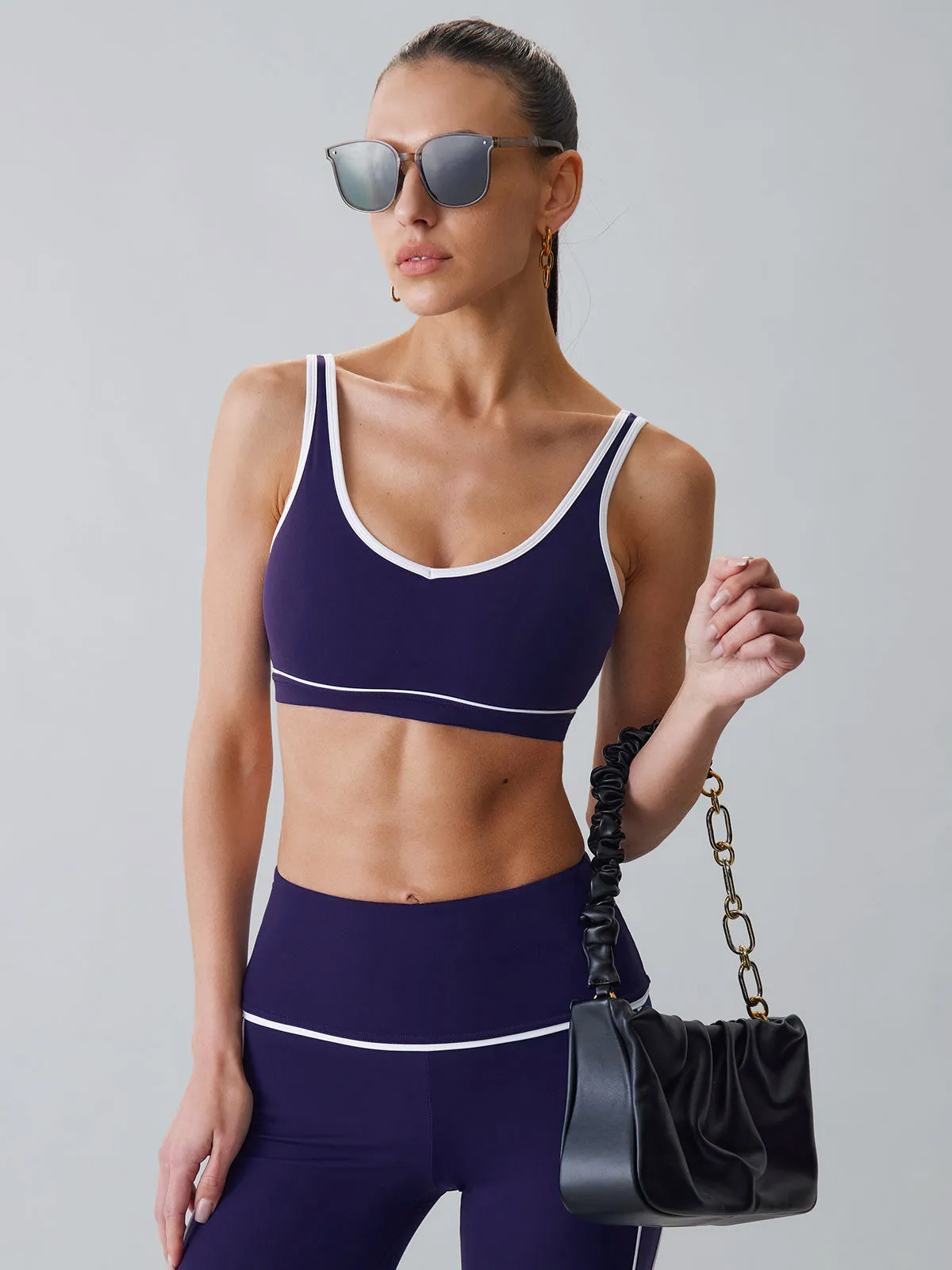 Blue Contrast Panel Sports Bra - Light Support sold by BERLOOK product image thumbnail 3