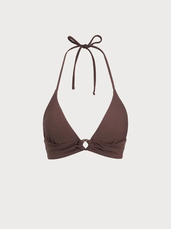 Dark Coffee Back Tie Bikini Top sold by BERLOOK
