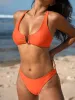ECONYL® Orange U Neck Bikini Top sold by BERLOOK