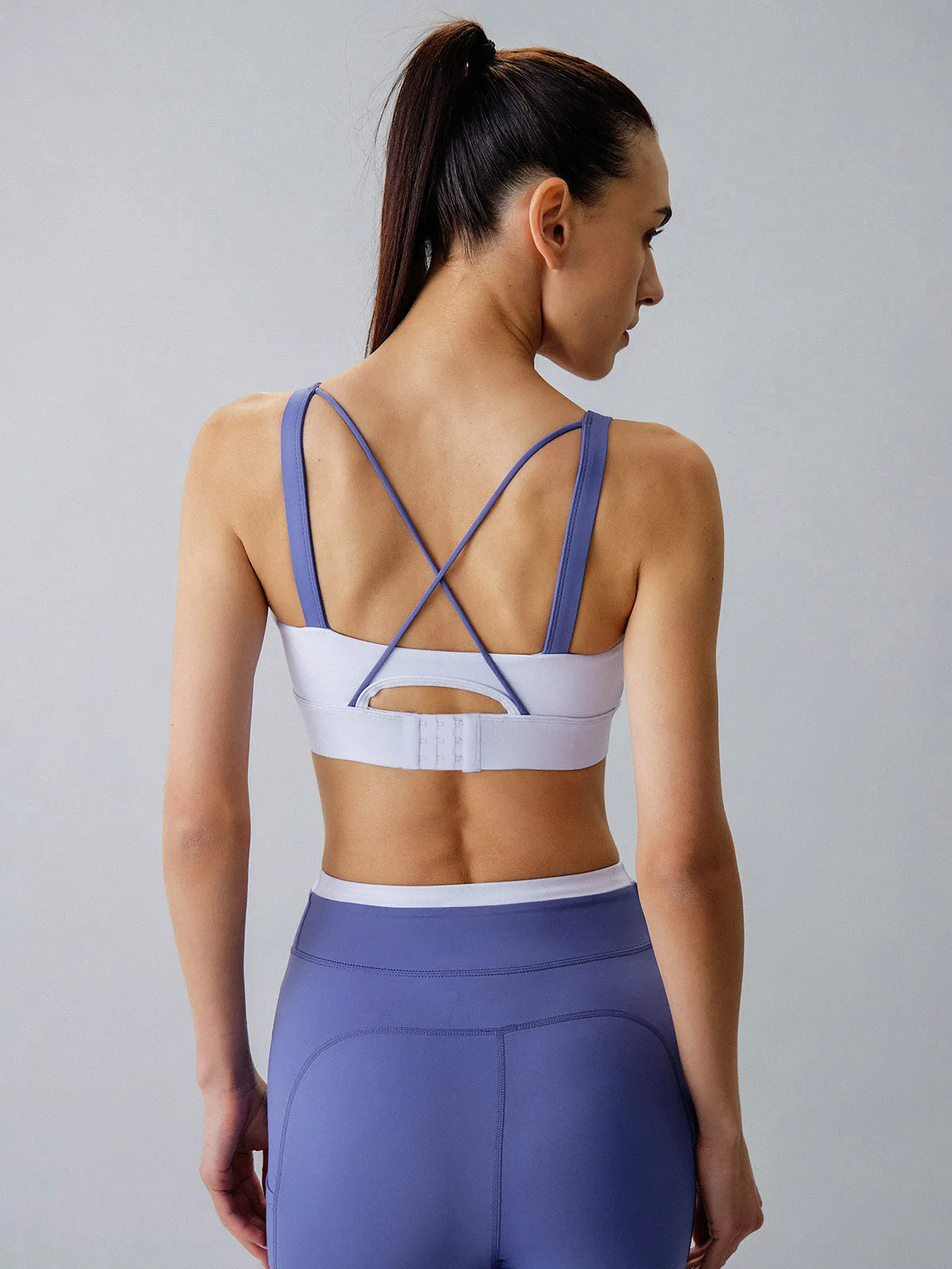 Light Purple Contrast Strap Sports Bra - Medium Support sold by BERLOOK