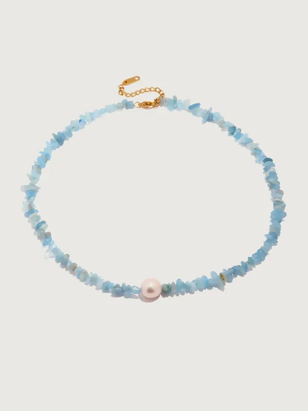 Light Blue Irregular Stone Necklace sold by BERLOOK