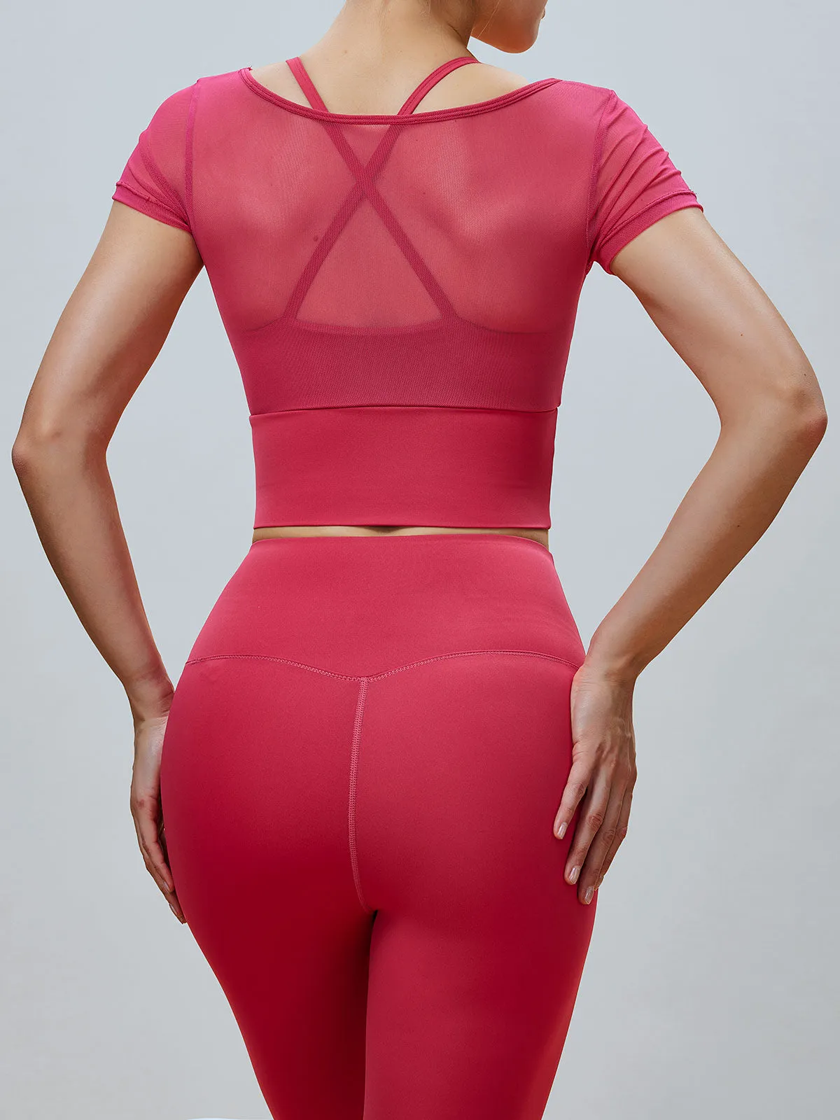 Red Cut Out Short Sleeve Top--Light Support sold by BERLOOK product image thumbnail 2