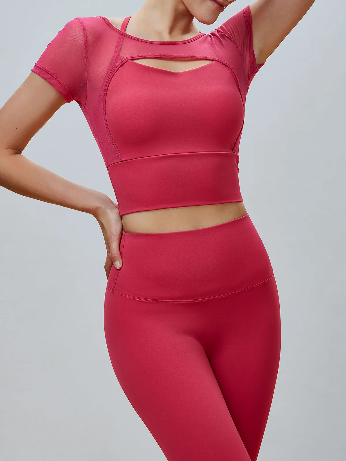 Red Cut Out Short Sleeve Top--Light Support sold by BERLOOK product image thumbnail 4