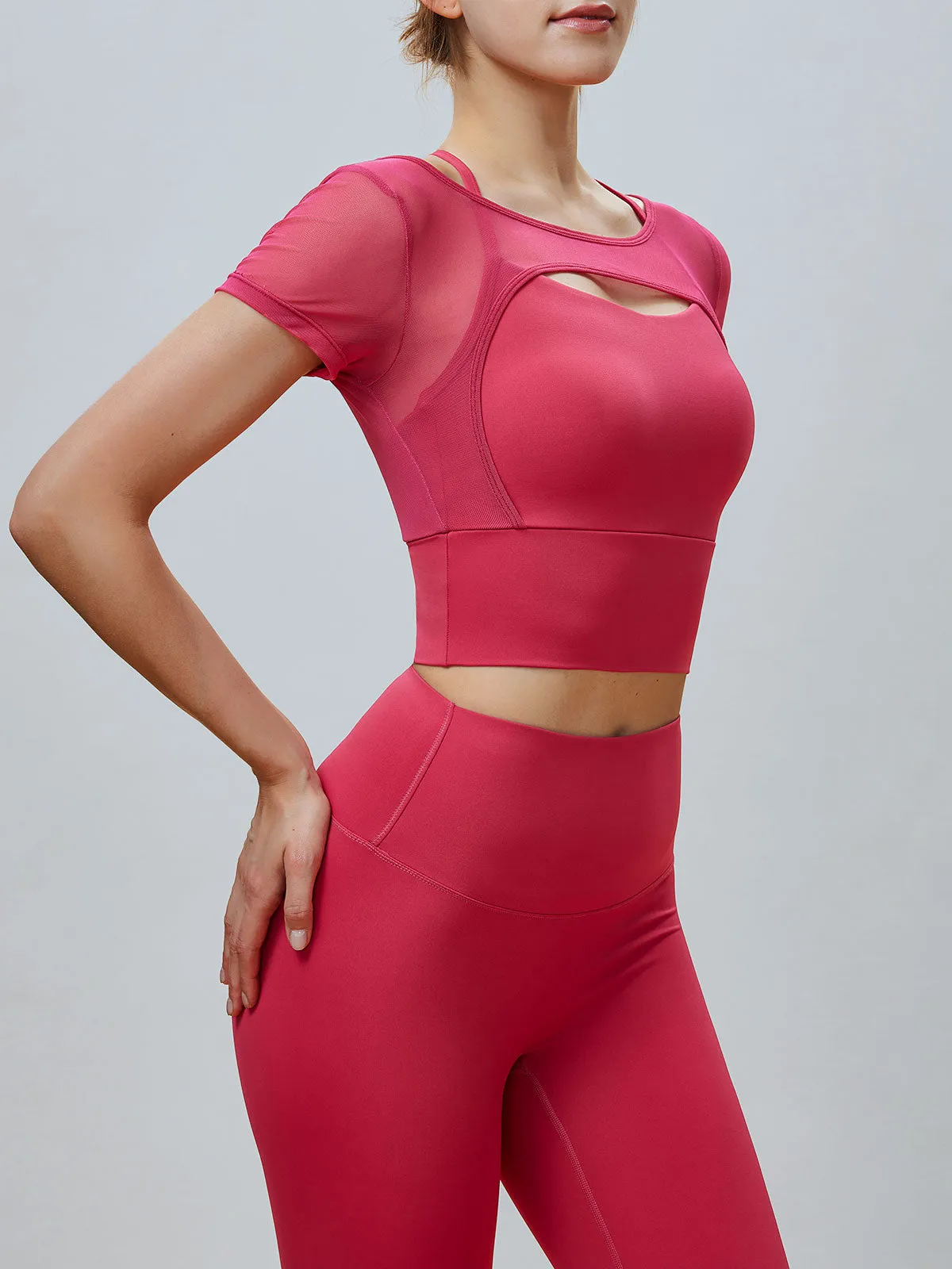 Red Cut Out Short Sleeve Top--Light Support sold by BERLOOK product image thumbnail 3