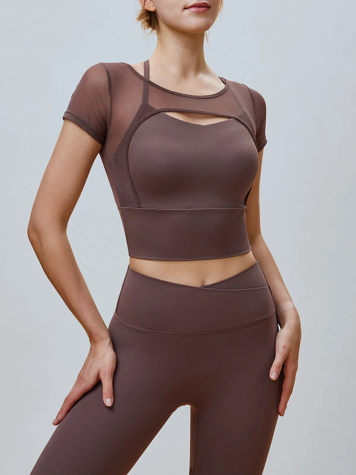 Coffee Cut Out Short Sleeve Top--Light Support sold by BERLOOK product image thumbnail 3