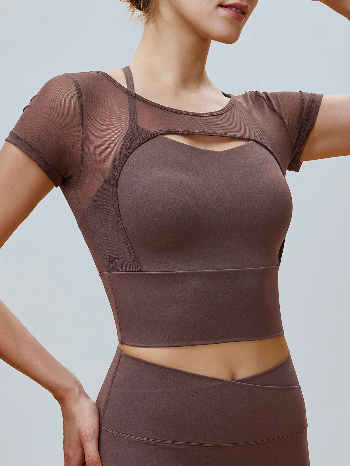 Coffee Cut Out Short Sleeve Top--Light Support sold by BERLOOK product image thumbnail 2