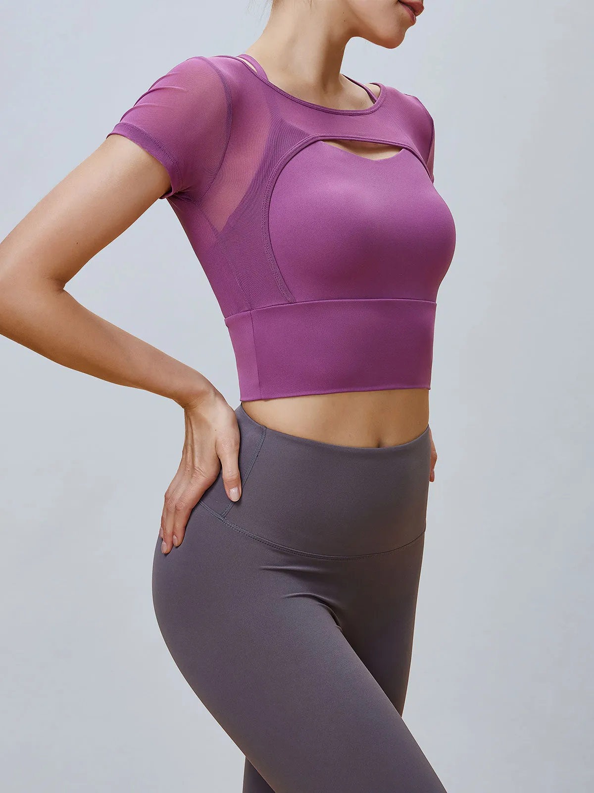 Purple Cut Out Short Sleeve Top--Light Support sold by BERLOOK product image thumbnail 2