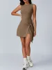 Brown Tie-Waist Sporty Dress sold by BERLOOK
