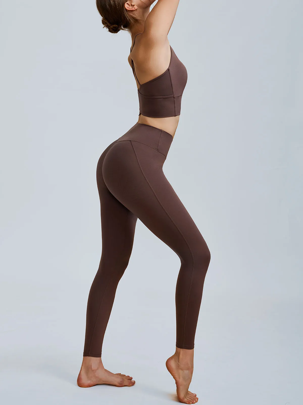 Dark Coffee V Neck X-Cross Sports Bra - Medium Support sold by BERLOOK product image thumbnail 3