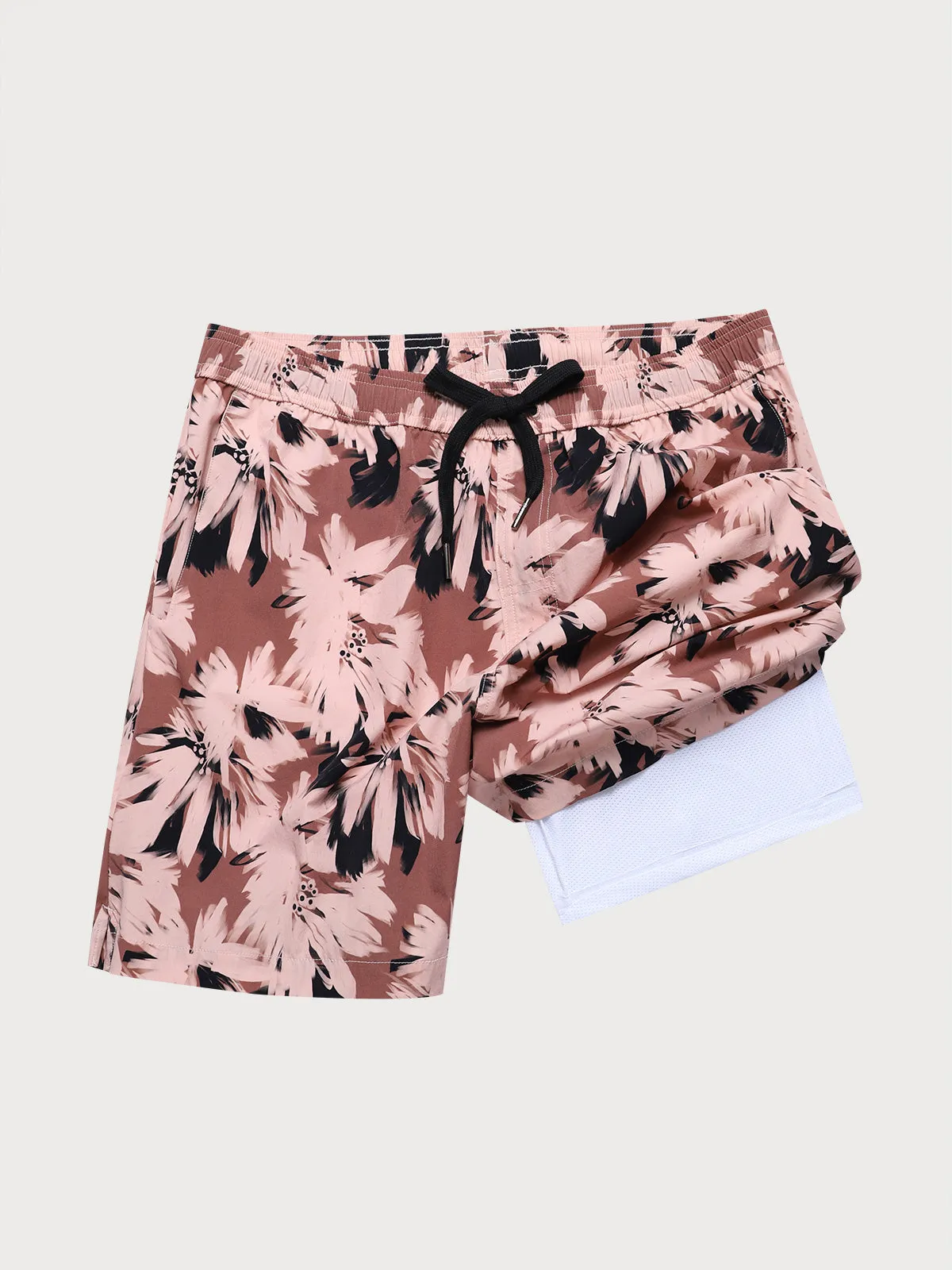 Brown Contrast Floral 7" Men's Swim Trunks sold by BERLOOK product image thumbnail 4