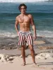 Hapnix® - The Coffee Stripe Men's 7" Swim Trunks sold by BERLOOK