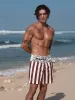Hapnix® - The Coffee Stripe Men's 7" Swim Trunks sold by BERLOOK