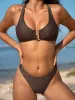 ECONYL® Coffee U Neck Bikini Top sold by BERLOOK