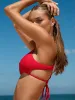 ECONYL® Red Cut Out Bikini Top sold by BERLOOK