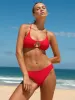 ECONYL® Red Cut Out Bikini Top sold by BERLOOK