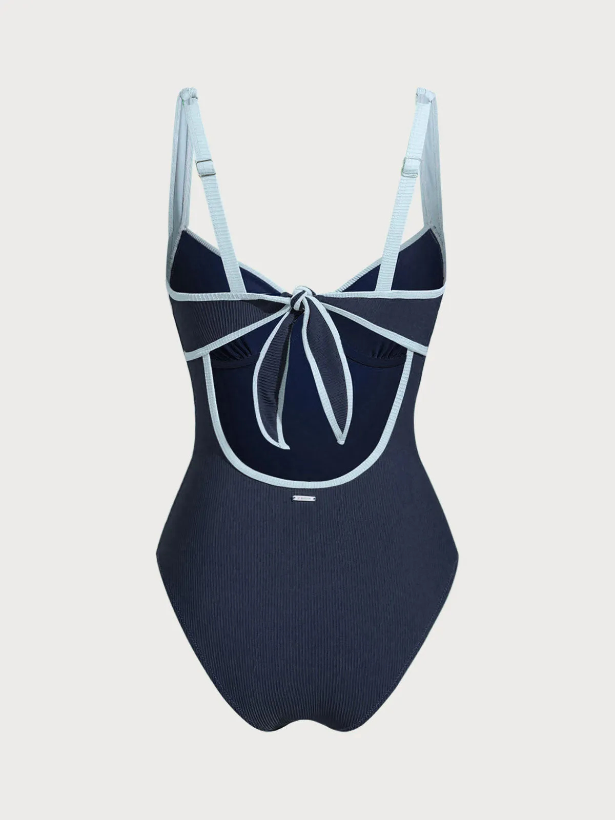 Blue Contrast Trim Knotted One-Piece Swimsuit sold by BERLOOK product image thumbnail 2