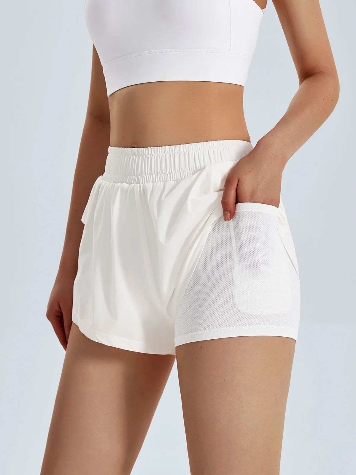 White Easy Fit Breathe Shorts sold by BERLOOK product image thumbnail 4
