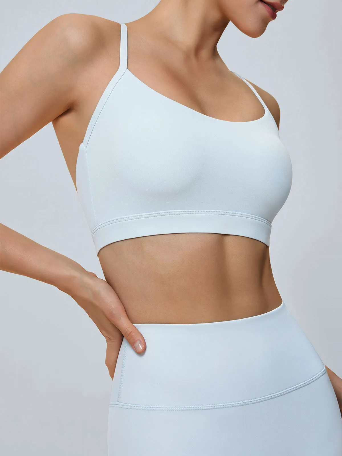 Light Blue Twist-Back Exercise Sports Bra - Light Support sold by BERLOOK product image thumbnail 2