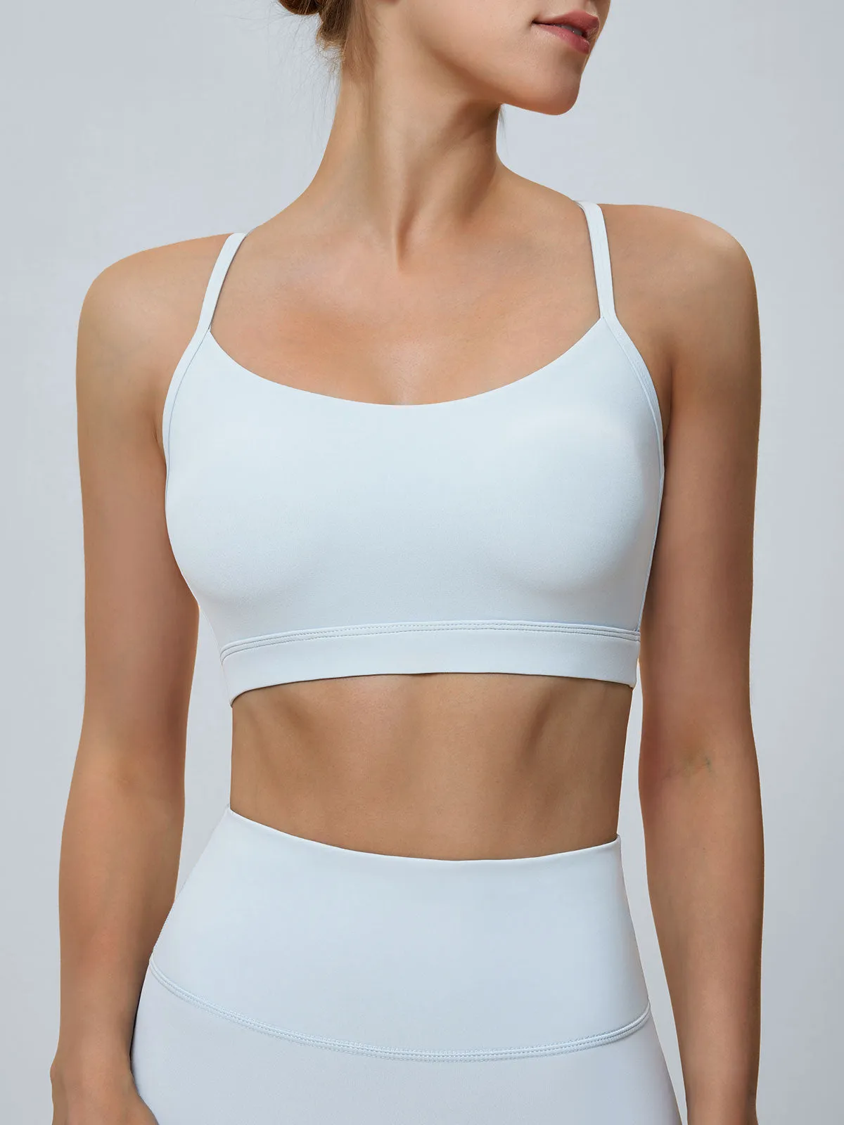 Light Blue Twist-Back Exercise Sports Bra - Light Support sold by BERLOOK product image thumbnail 3