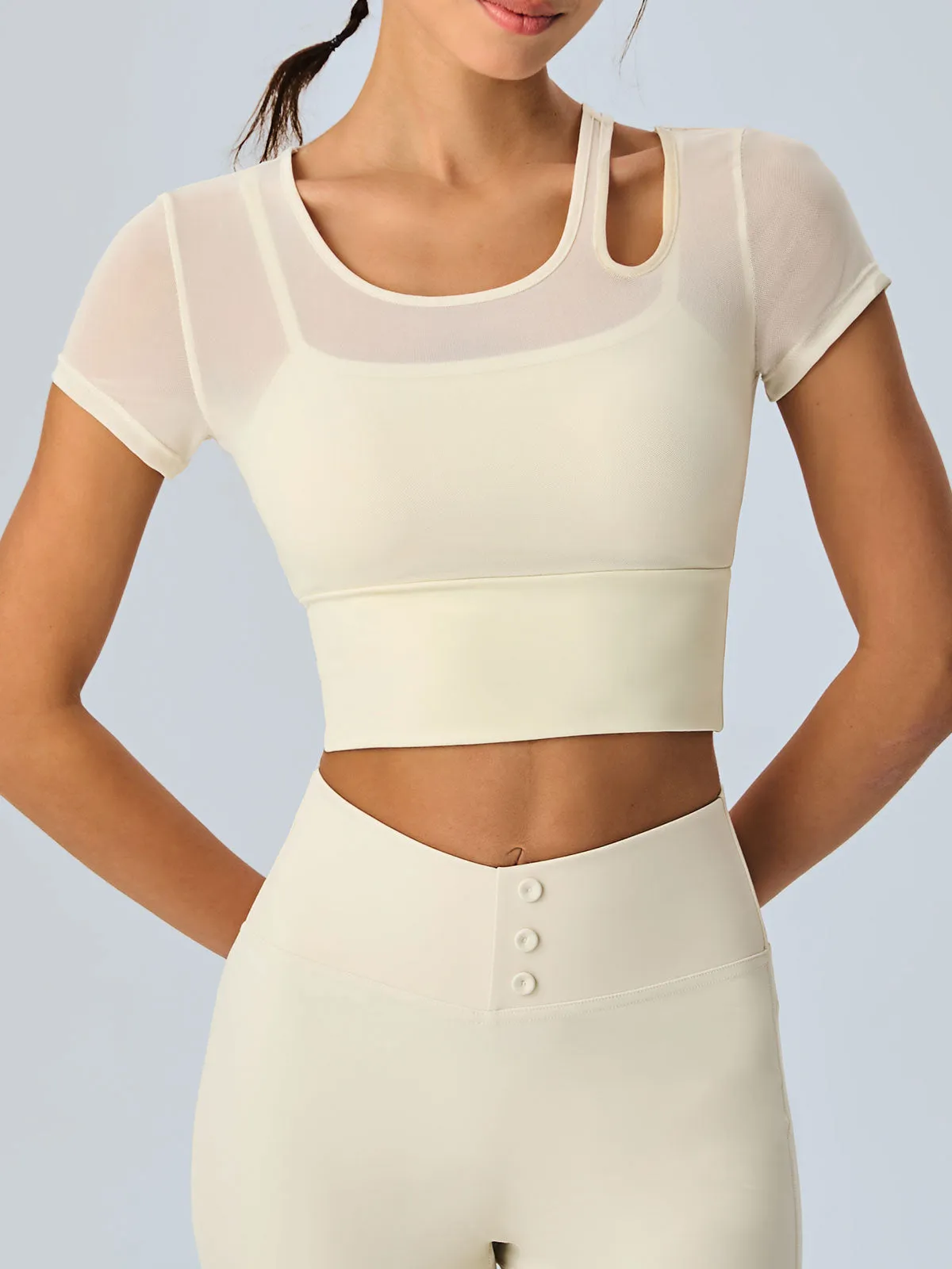 Cut Out X Cross Short Sleeve Top--Light Support sold by BERLOOK product image thumbnail 3