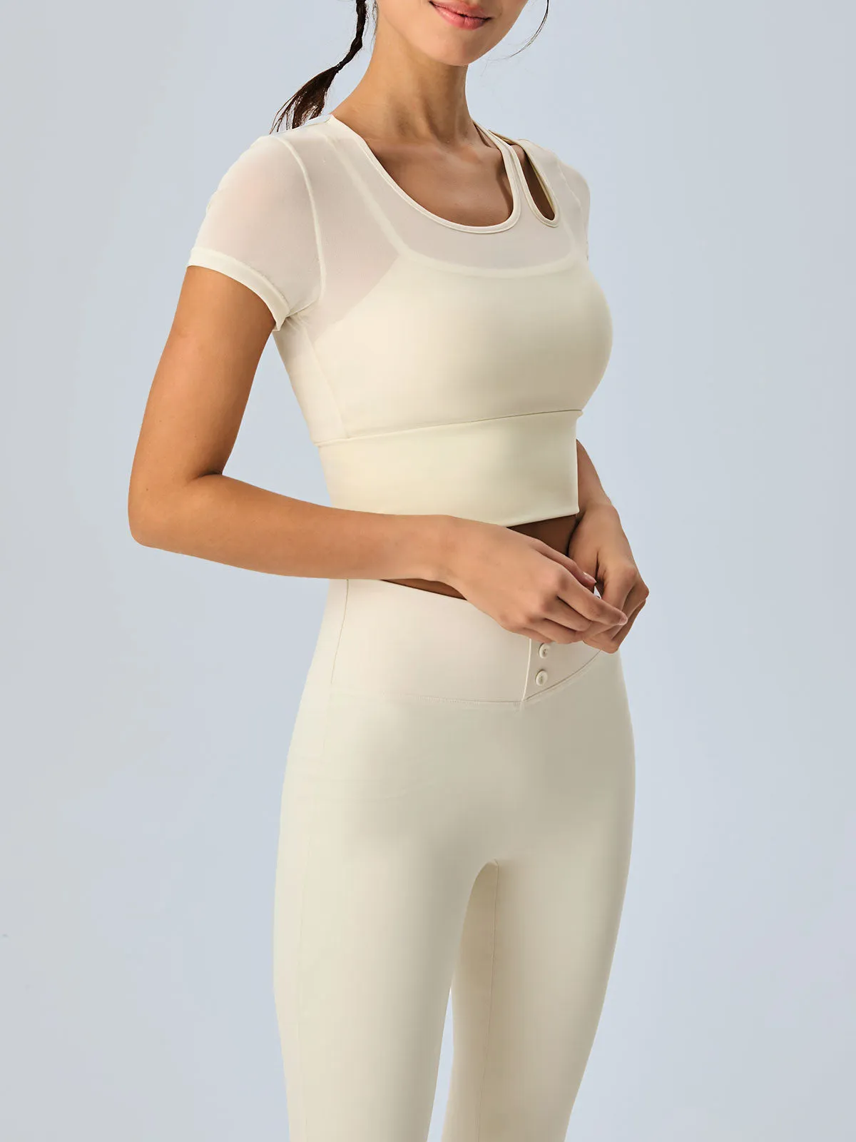 Cut Out X Cross Short Sleeve Top--Light Support sold by BERLOOK product image thumbnail 4