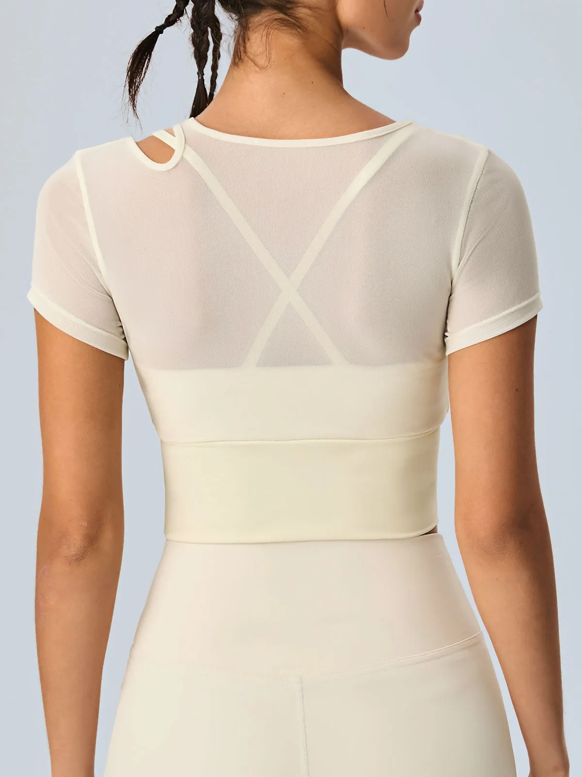 Cut Out X Cross Short Sleeve Top--Light Support sold by BERLOOK product image thumbnail 2