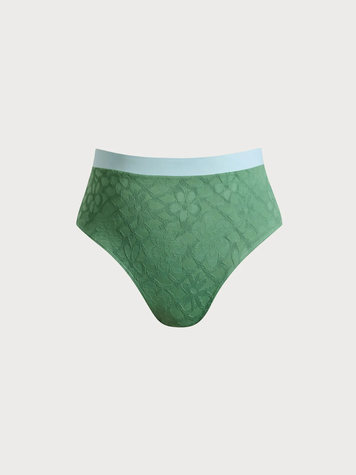 Dark Green Contrast Trim Plus Size Bikini Bottom sold by BERLOOK