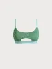 Dark Green Contrast Trim Plus Size Bikini Top sold by BERLOOK